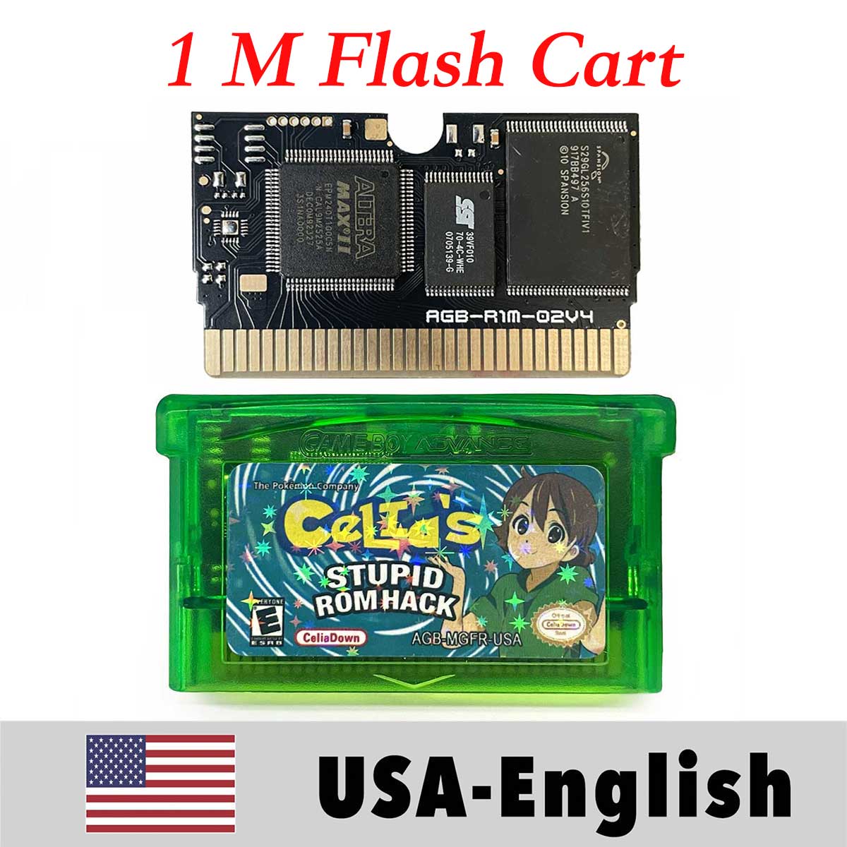 USA English Pokemon （ 1 M Flash cart ）Cartridge for GBA