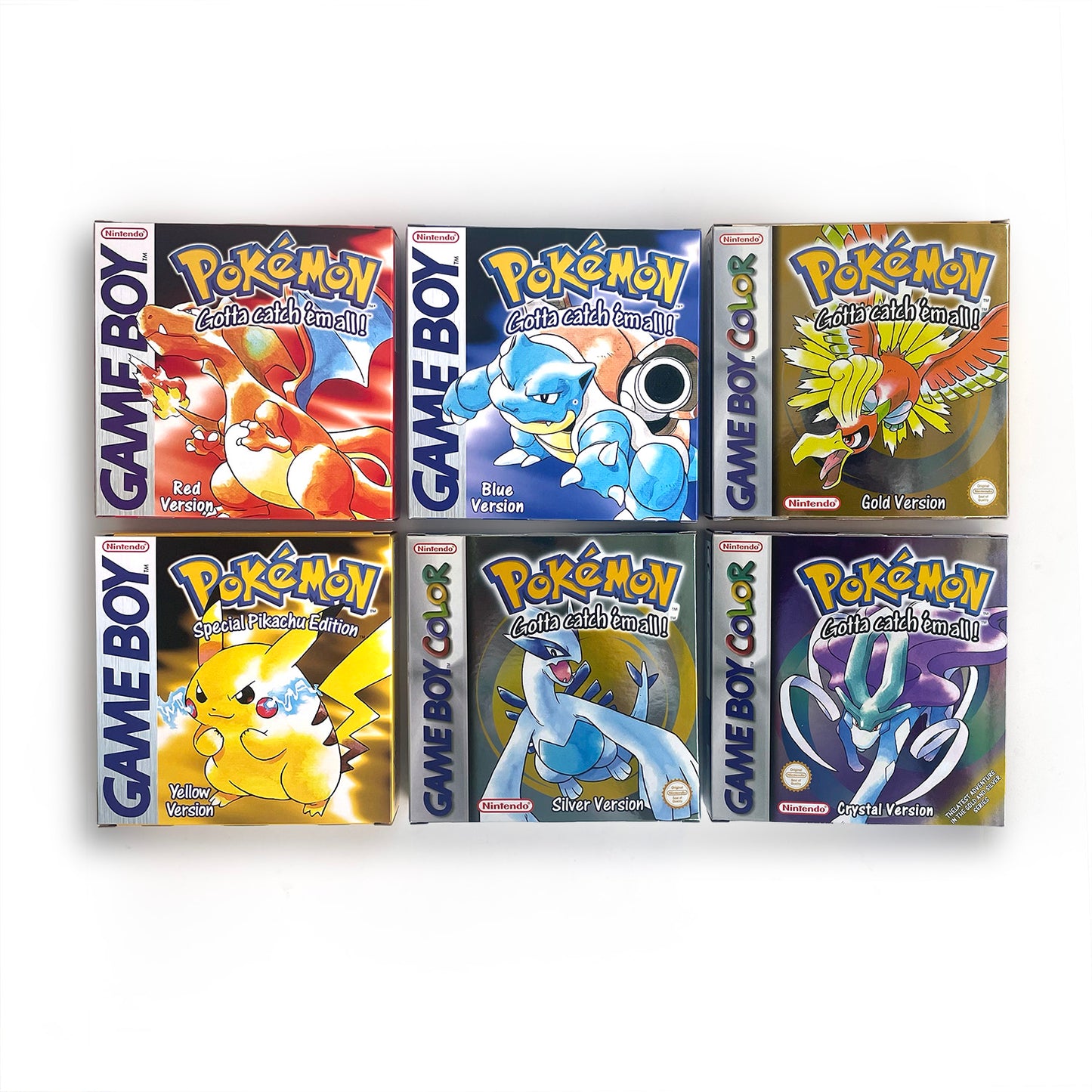 NOE ITA USA EUR ESP yellow green red gold crystal blue silver Pokemon Series Nintendo Metallic Holographic BOX trey for GBC