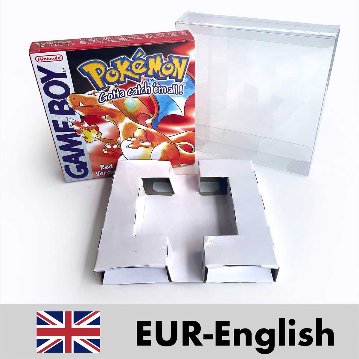 USA FRA NOE ESP ITA EUR Pokemon crystal gold silver red blue yellow Metallic FoilFinish Box Trey Manual label for GBC