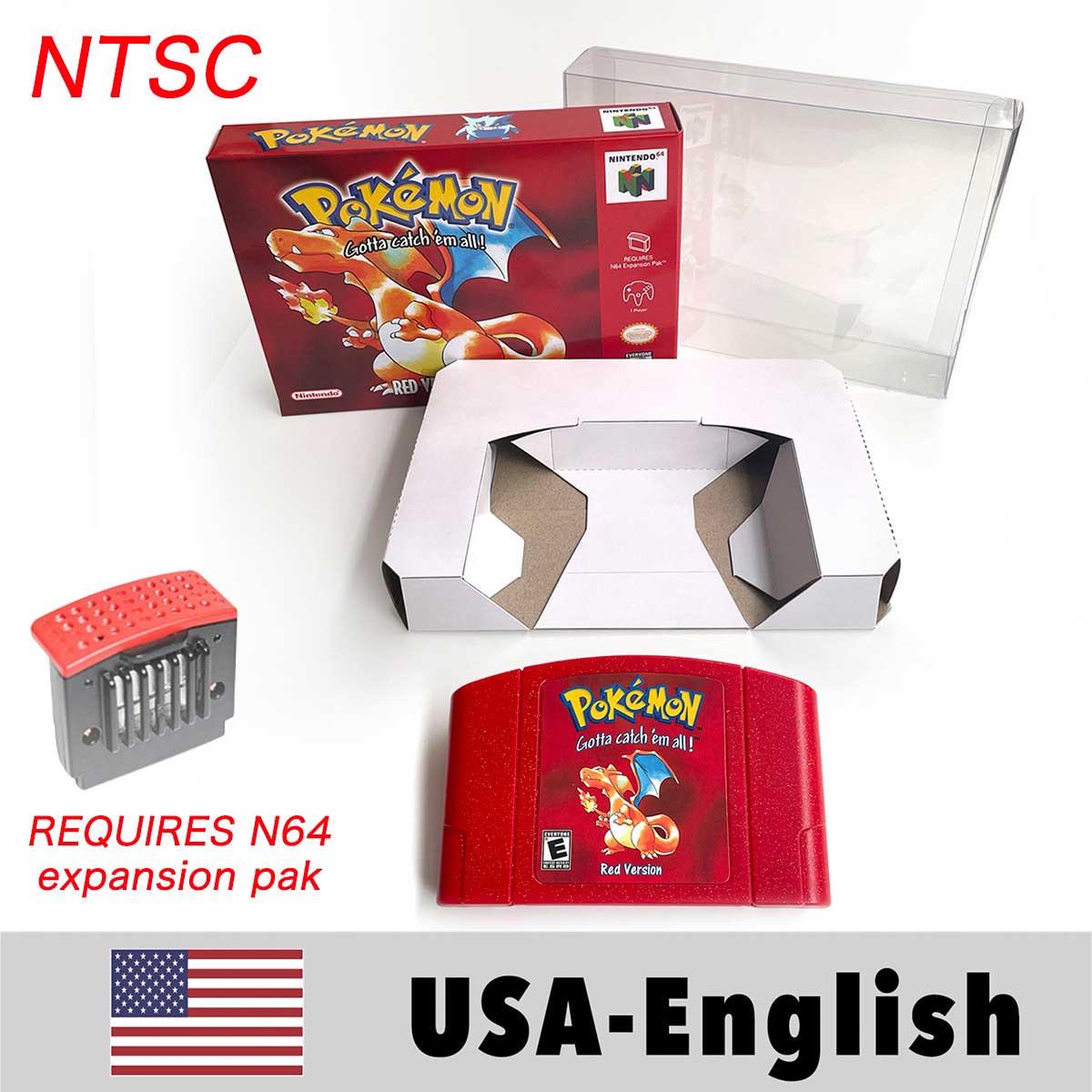 USA NTSC Pokemon Blue Crystal Red Silver Yellow Gold Green Game Cartridge 64 Bit Game Consoles with Retail Box for N64