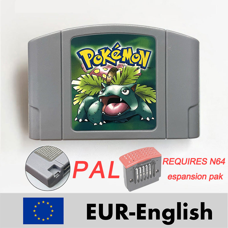 USA NTSC EUR PAL Pokemon blue/crystal /red silver /yellow /gold /green Game Cartridge 64 Bit Game Consoles for N64