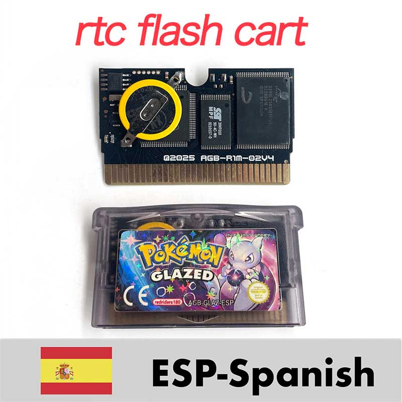 Pokemon Glazed v8.6.3 ( RTC Flash cart ) Cartridge for GBA