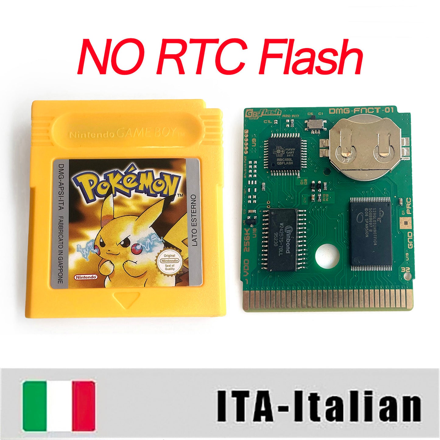 GBC game ITA Italian pokemon yellow version Nintendo Battery save NO RTC flash pokemon giallo cartridge tray box gbc game boy color