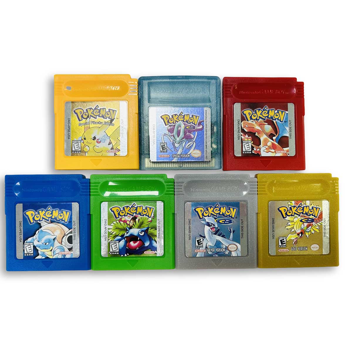 （Shipped from the United States) USA IC Save cart Pokemon Crtstal, Red, Blue green,Yellow, Gold, Silver, Game Cartridge for GBC