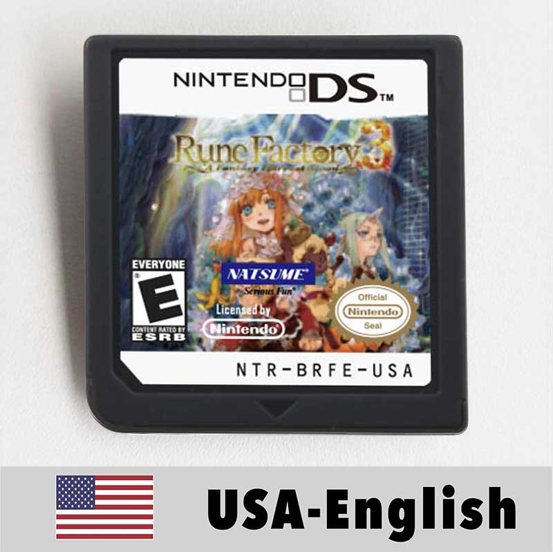 USA English Ace Attorney/Castlevania/Kirby/Rune Factory/Bomberman/Digimon World/Dragon Quest/Etrian Odyssey Game Cartridge for Nintendo Ds 3ds 2ds