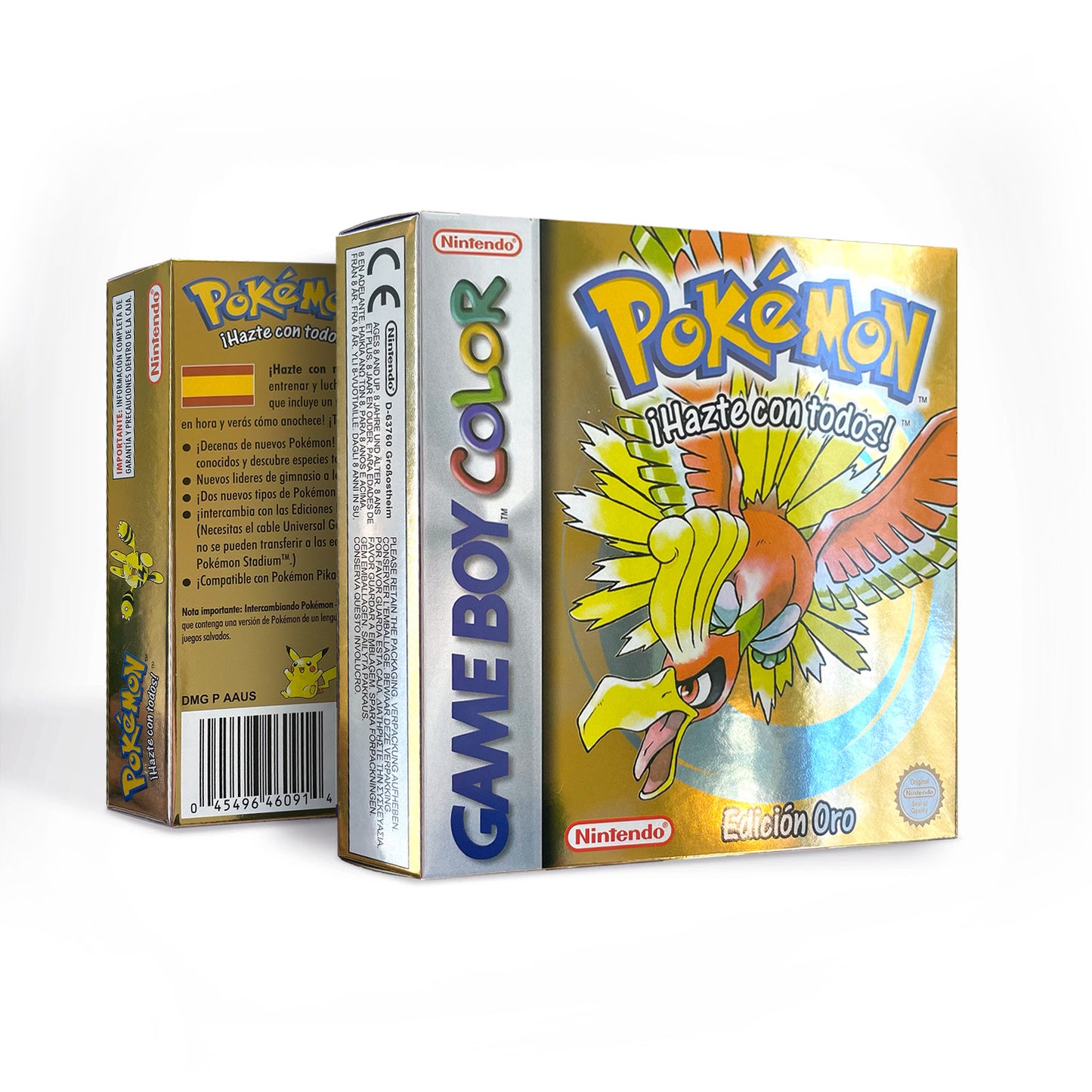 gbc game ESP Spanish pokemon gold version RTC Flash cart Battery save pokemon oro cartridge with tray box game boy color