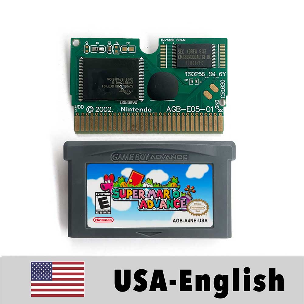 USA Englsih Super Mario Acvance 1 Game Cartridge Nintendo Tray Box for Gba Game Boy Advance