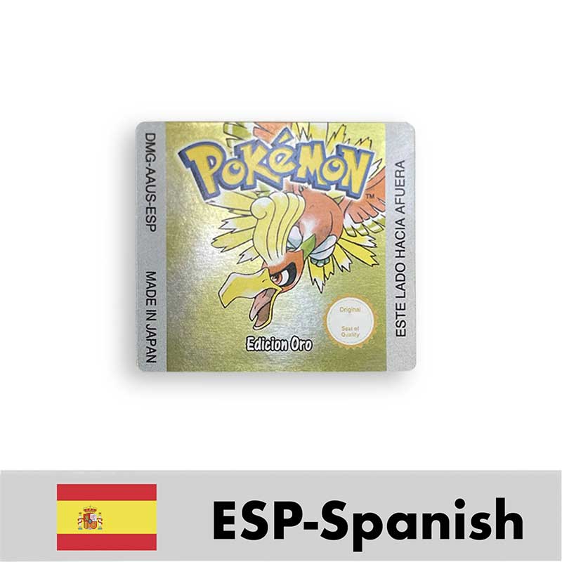 USA FRA NOE ESP ITA EUR Pokemon crystal gold silver red blue yellow Metallic FoilFinish Box Trey Manual label for GBC