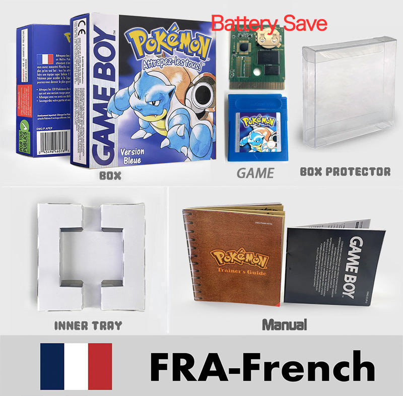 USA ITA NOE FRA ESP version battery save cart sealed pokemon crystal gold silver yellow red blue 16 bit box tray manual Game Cartridge for GBC