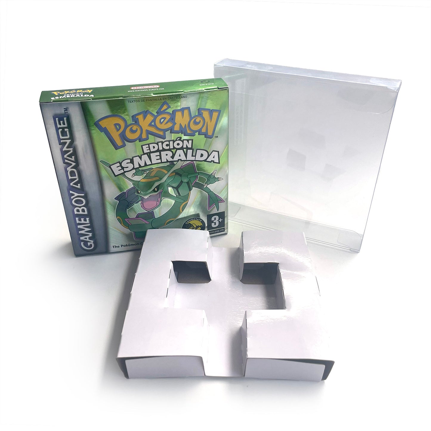 ESP Spanish IC save rtc flash cart Real Time Clock pokemon emerald version box with tray Nintendo game cartridge for gba