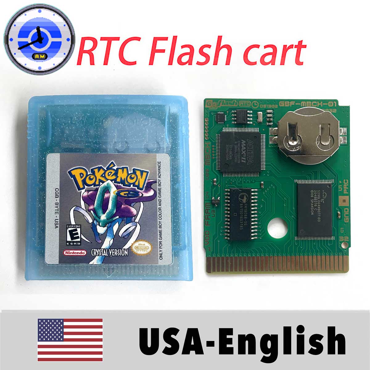 USA ITA NOE FRA ESP EUR version pokemon RTC Flash crystal gold silver NO RTC yellow red blue 16 bit Game Cartridge for GBC
