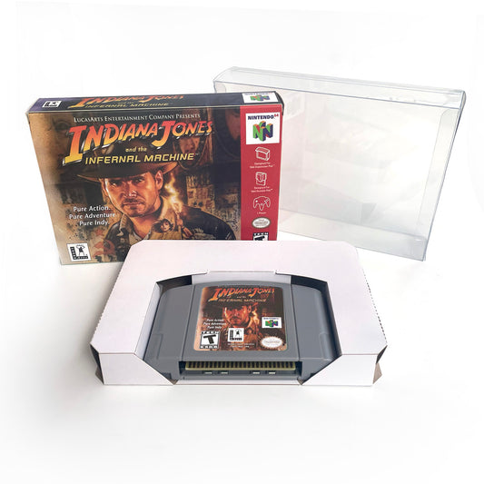 Indiana Jones and the Infernal Machine game cartridge with tray box for N64 Nintendo 64