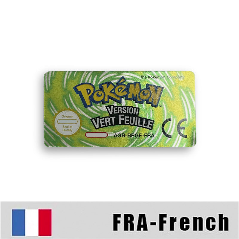 Pokemon Leaf Green Fire Red Ruby Emerald Sapphire Game Cartridge Label Stickers for Gba