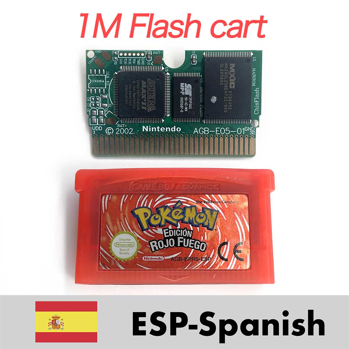USA ESP NOE FRA EUR ITA 1M/RTC Flash cart Pokemon Emerald,firered,ruby,sapphire,leafgreen Game Cartridge for GBA multiple languages