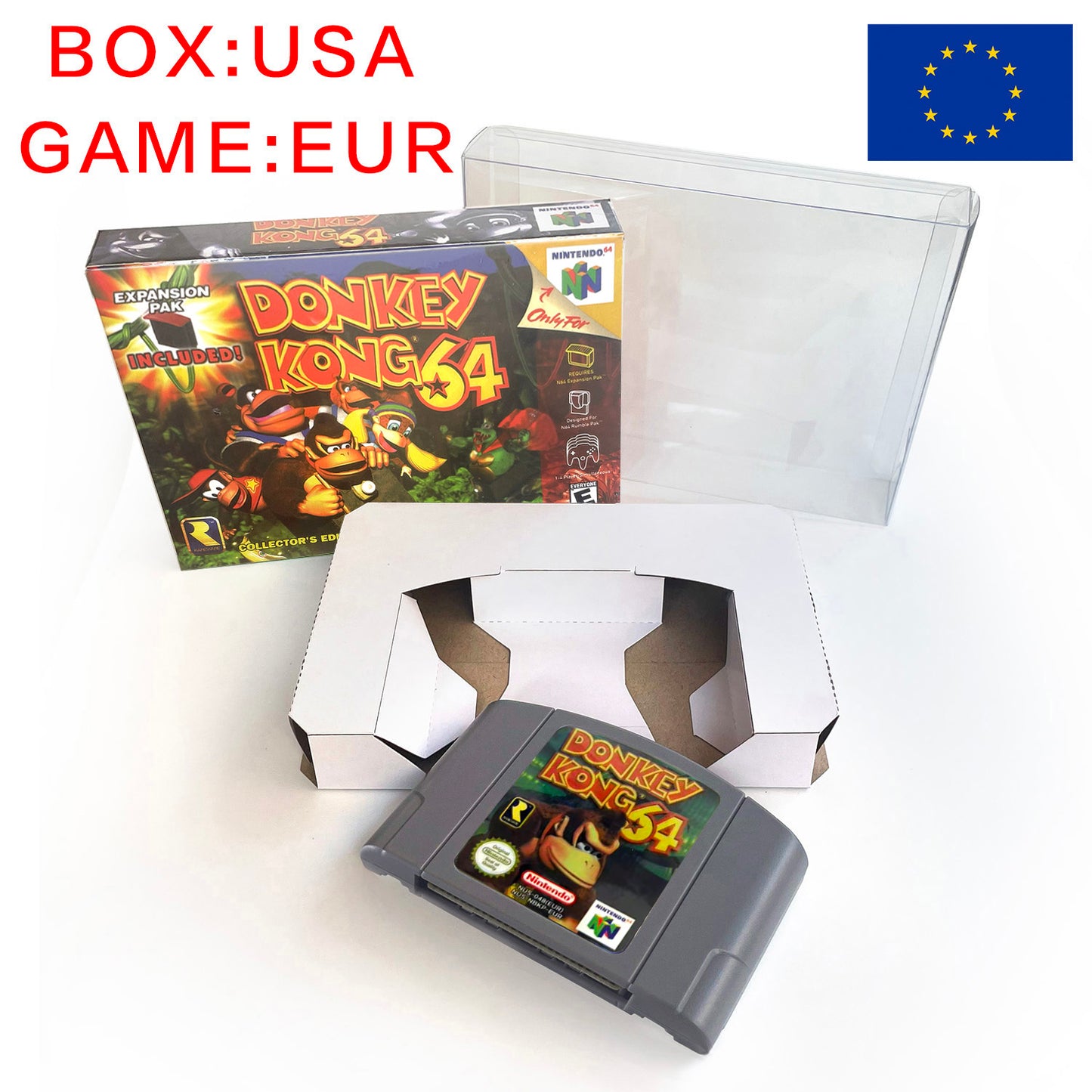EUR PLA version English donkey kong 64 game cartridge with tray box for N64 Nintendo 64