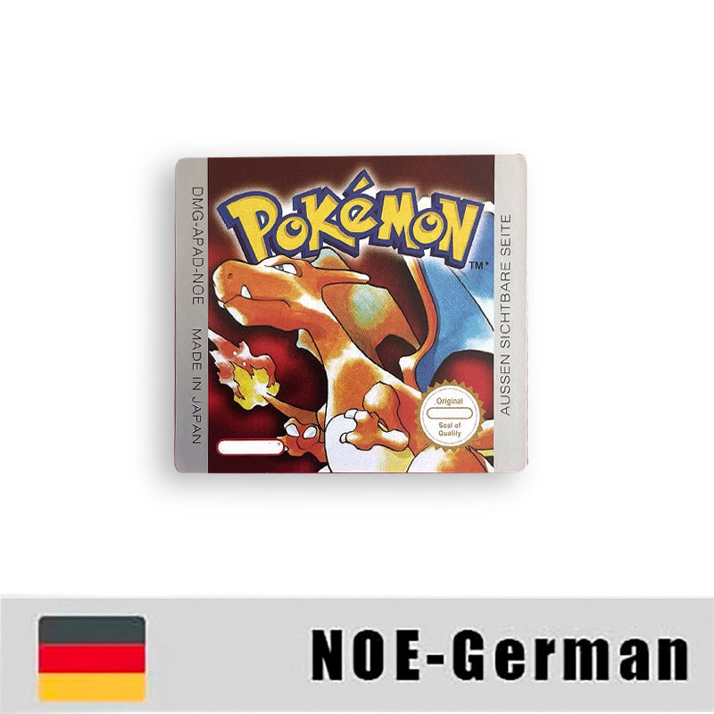 Pokemon Yellow Blue Red Crystal Silver Gold Green USA EUR FRA ESP NOE ITA Metallic Label Sticker for GBC