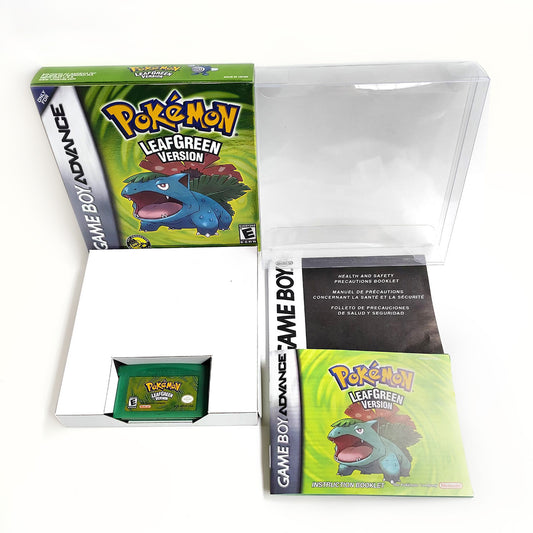 pokemon leafgreen version cartridge with tray box manual for gba game boy advance