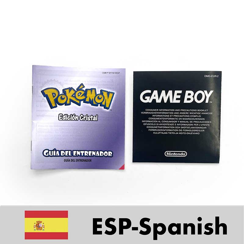 USA FRA NOE ESP ITA EUR Pokemon crystal gold silver red blue yellow Metallic FoilFinish Box Trey Manual label for GBC