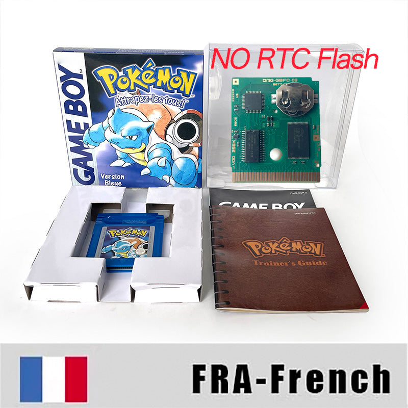 GBC game FRA French pokemon blue version Nintendo Battery save flash cart pokemon bleu cartridge tray box gbc game boy color