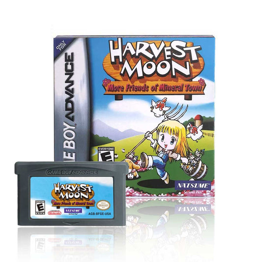 USA Englsih Harvest Moon More Friends of Mineral Town Game Cartridge Tray Box for Gba