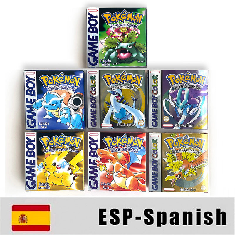 NOE ITA USA EUR ESP yellow green red gold crystal blue silver Pokemon Series Nintendo Metallic Holographic BOX trey for GBC