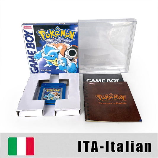 GBC game ITA Italian pokemon blue version Nintendo Battery save flash cart pokemon blu sealed manual game cartridge tray box gbc