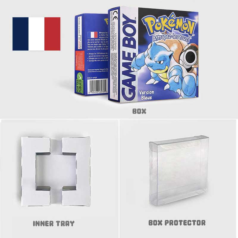 USA FRA NOE ESP ITA EUR Pokemon crystal gold silver red blue yellow Metallic FoilFinish Box Trey Manual label for GBC