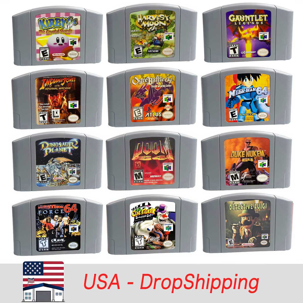 （Shipped From The United States) USA NTSC Version English Retro Video Game Consoles 64bit Game Cartridge for N64