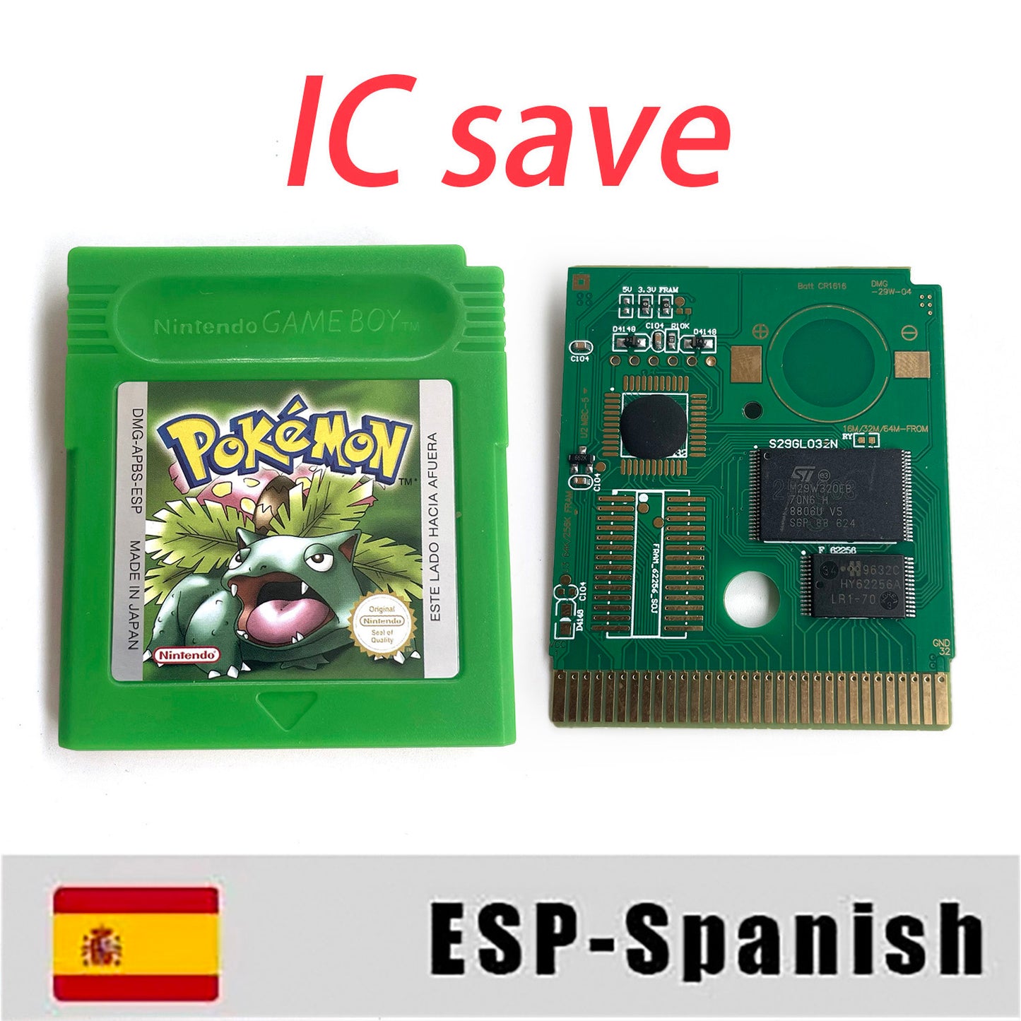 GBC GAME ESP Spanish gbc game pokemon green pokemon verde version Nintendo cartridge with tray box game boy color