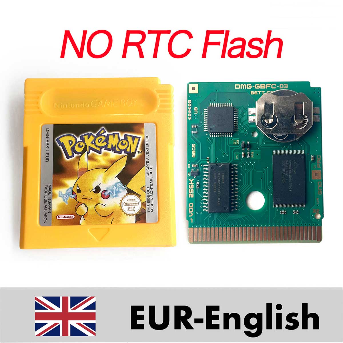 USA ITA NOE FRA ESP EUR version pokemon RTC Flash crystal gold silver NO RTC yellow red blue 16 bit Game Cartridge for GBC