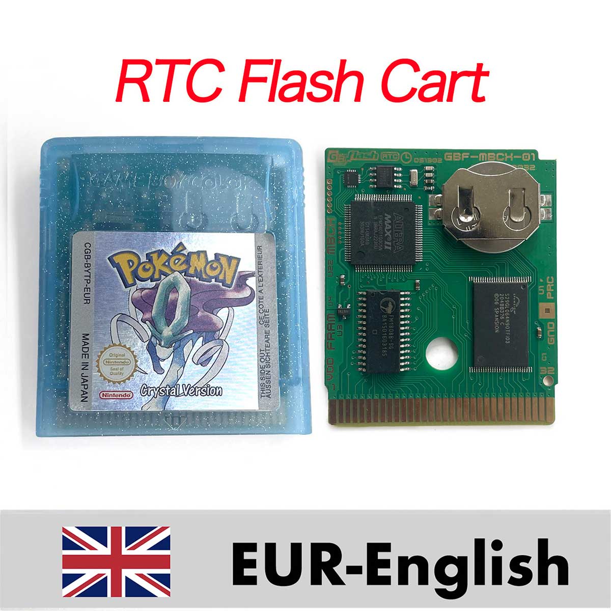 USA ITA NOE FRA ESP EUR version pokemon RTC Flash crystal gold silver NO RTC yellow red blue 16 bit Game Cartridge for GBC