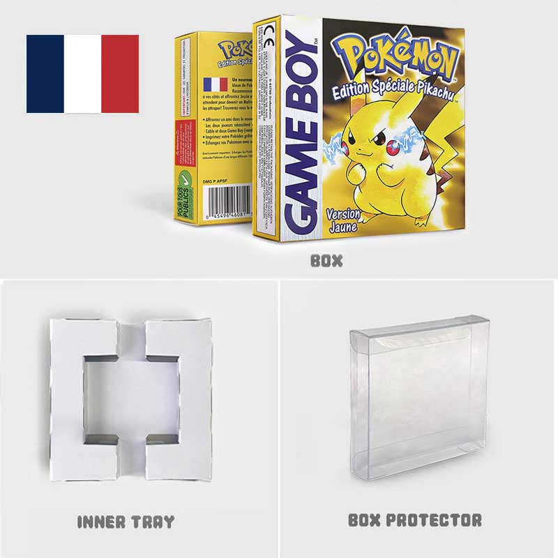 USA FRA NOE ESP ITA EUR Pokemon crystal gold silver red blue yellow Metallic FoilFinish Box Trey Manual label for GBC