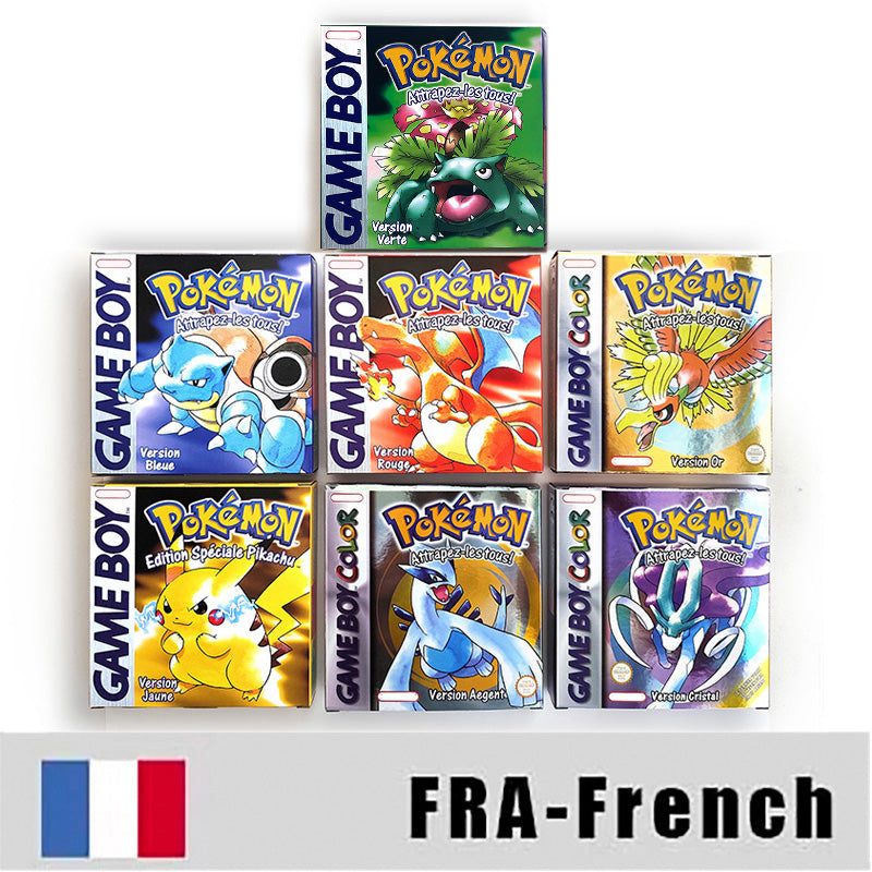 NOE ITA USA EUR ESP yellow green red gold crystal blue silver Pokemon Series Nintendo Metallic Holographic BOX trey for GBC