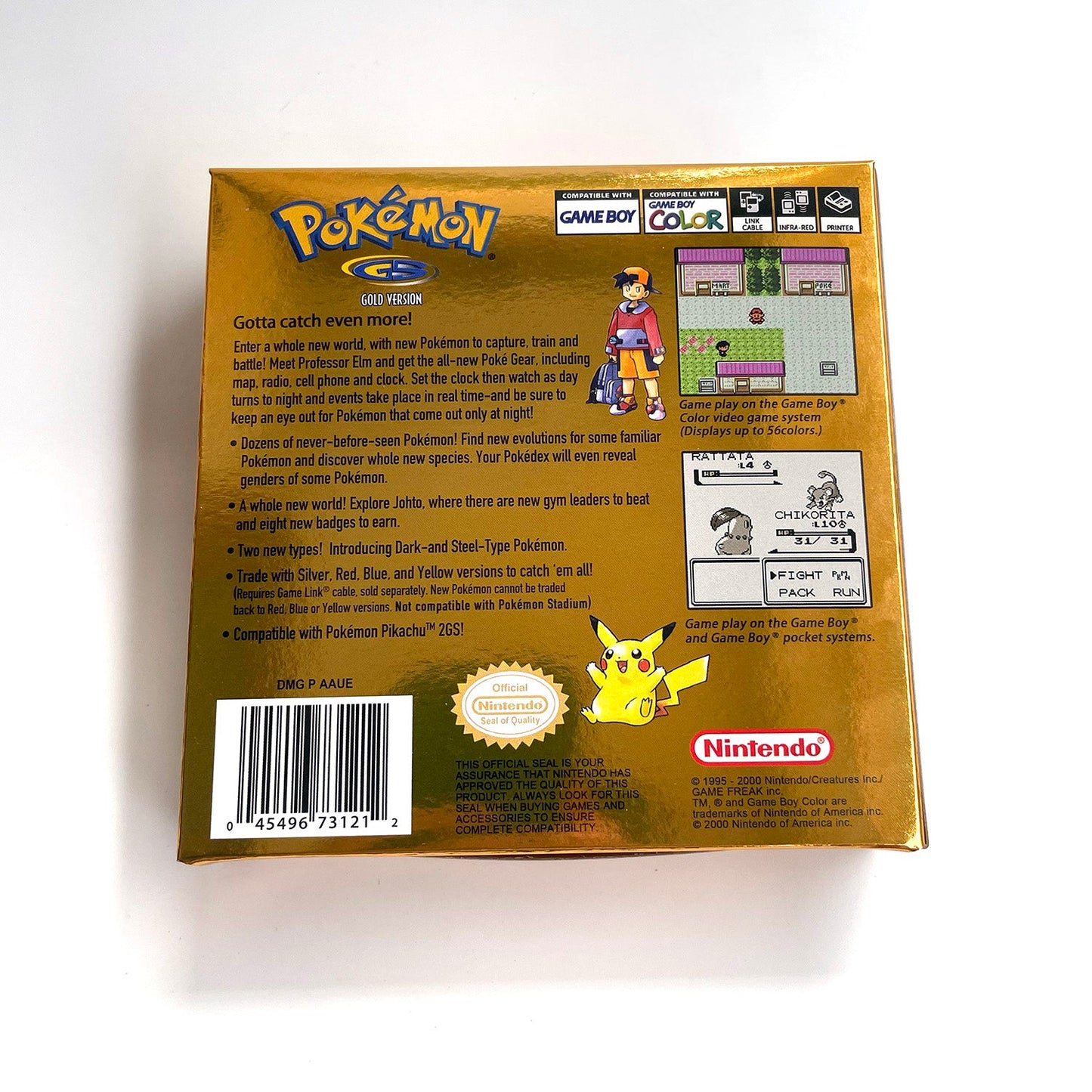 USA english IC save pokemon gold version RTC Flash cart Battery save gold Manual cartridge with tray box for gbc game boy color