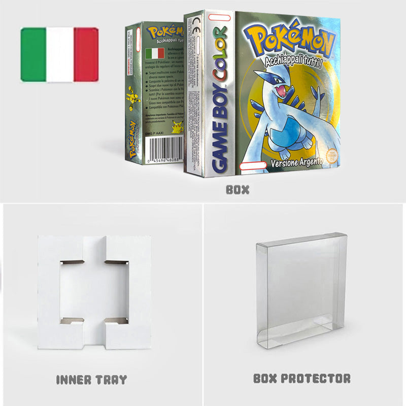 NOE ITA USA EUR ESP yellow green red gold crystal blue silver Pokemon Series Nintendo Metallic Holographic BOX trey for GBC