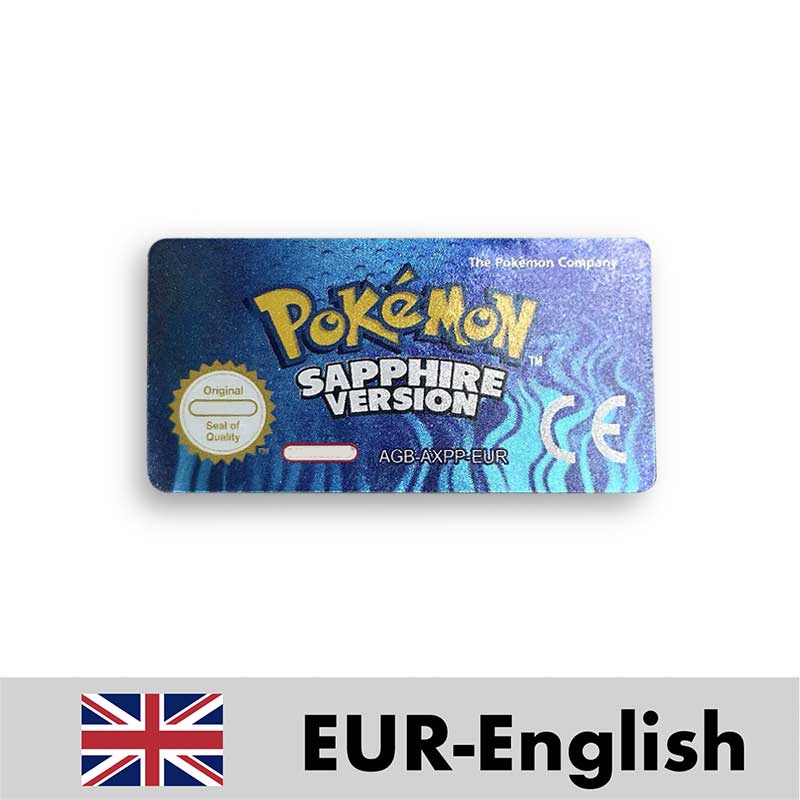 USA FRA NOE ESP ITA EUR Pokemon Emerald Sapphire Leafgreen Ruby Firered Metallic FoilFinish Box Trey Manual label for GBA