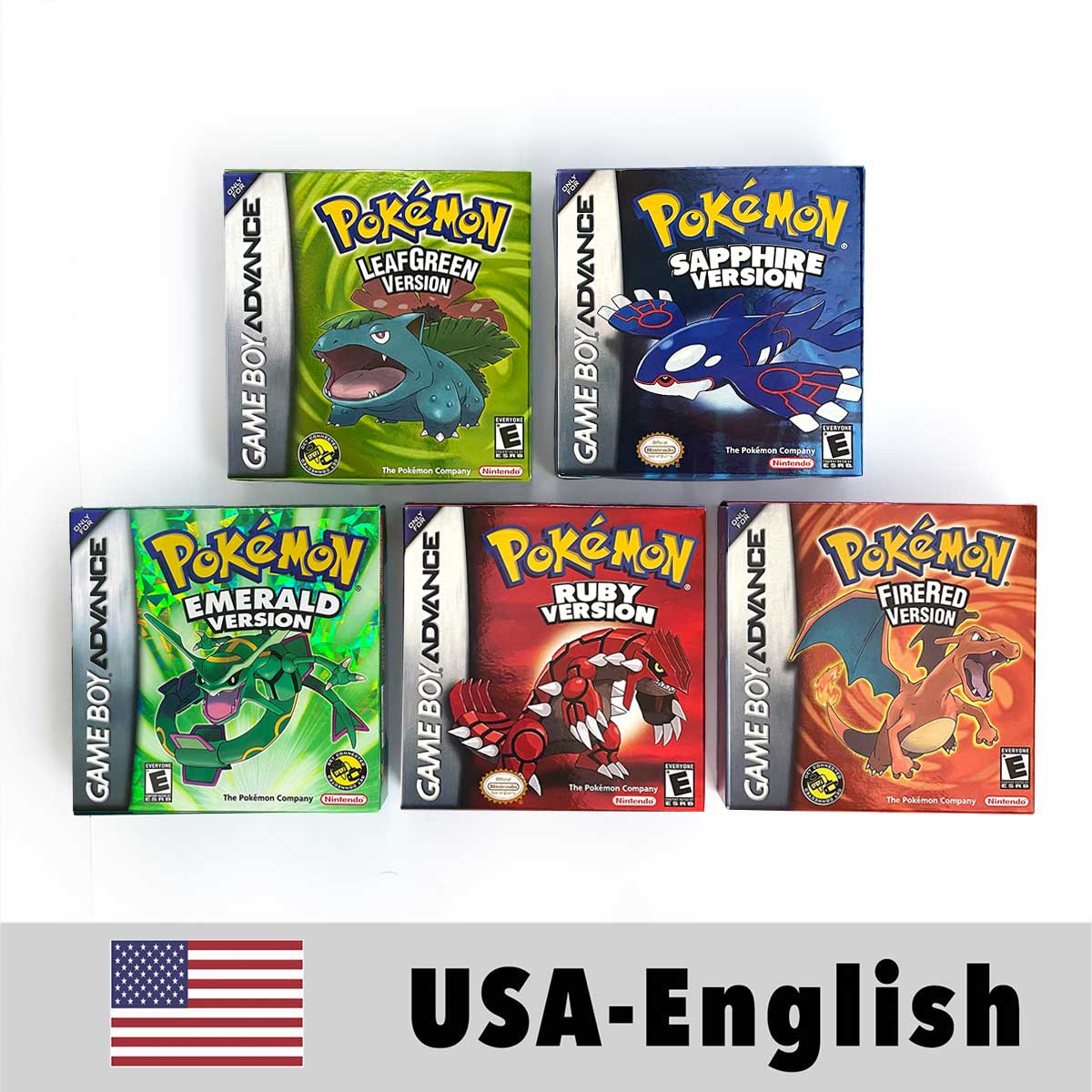 USA FRA NOE FRA Pokemon Emerald Ruby Firered Sapphire LeafGreen Box Tray Manual for Gba