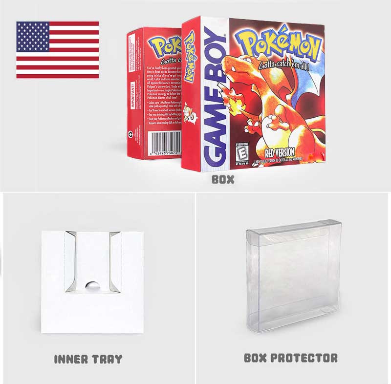 USA FRA NOE ESP ITA EUR Pokemon crystal gold silver red blue yellow Metallic FoilFinish Box Trey Manual label for GBC