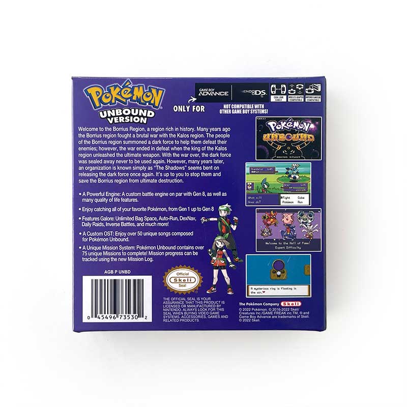Pokemon Unbound (v2.1.1.1) ( IC RTC Flash cart ) Cartridge for GBA