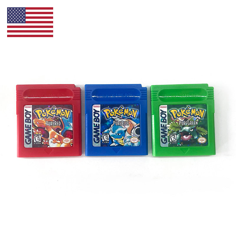 USA FRA English French Pokemon pure yume red blue green battery save cart Cartridge Video Game Console Card Rom Hack for gbc