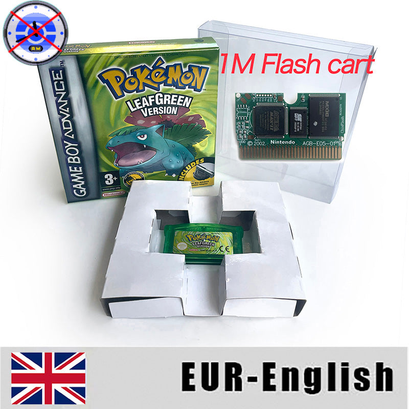 EUR ESP NOE FRA ITA USA RTC flash 1 M Flash CART  Pokemon 5 types Sapphire Firered Emerald Ruby Leafgreen Video Game cart for GBA Multilingual
