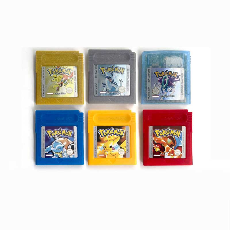 USA ITA NOE FRA ESP pokemon RTC Gold silver crystal NO RTC blue yellow red sealed 16 bit box tray manual Game Cartridge for GBC