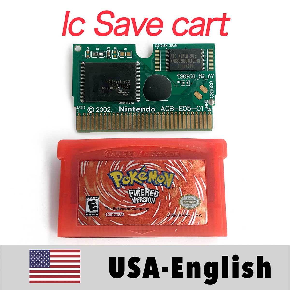 USA ESP NOE FRA EUR ITA IC Save cart Pokemon Emerald,firered,ruby,sapphire,leafgreen Game Cartridge for GBA multiple languages