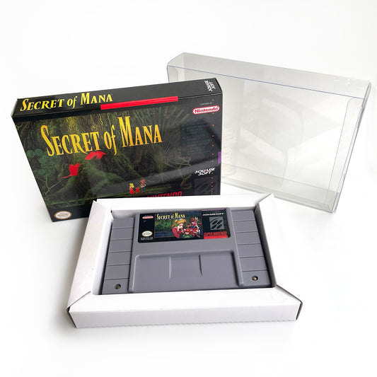 Secret of Mana cartridge with tray box manual for SNES super nintendo entertainment system