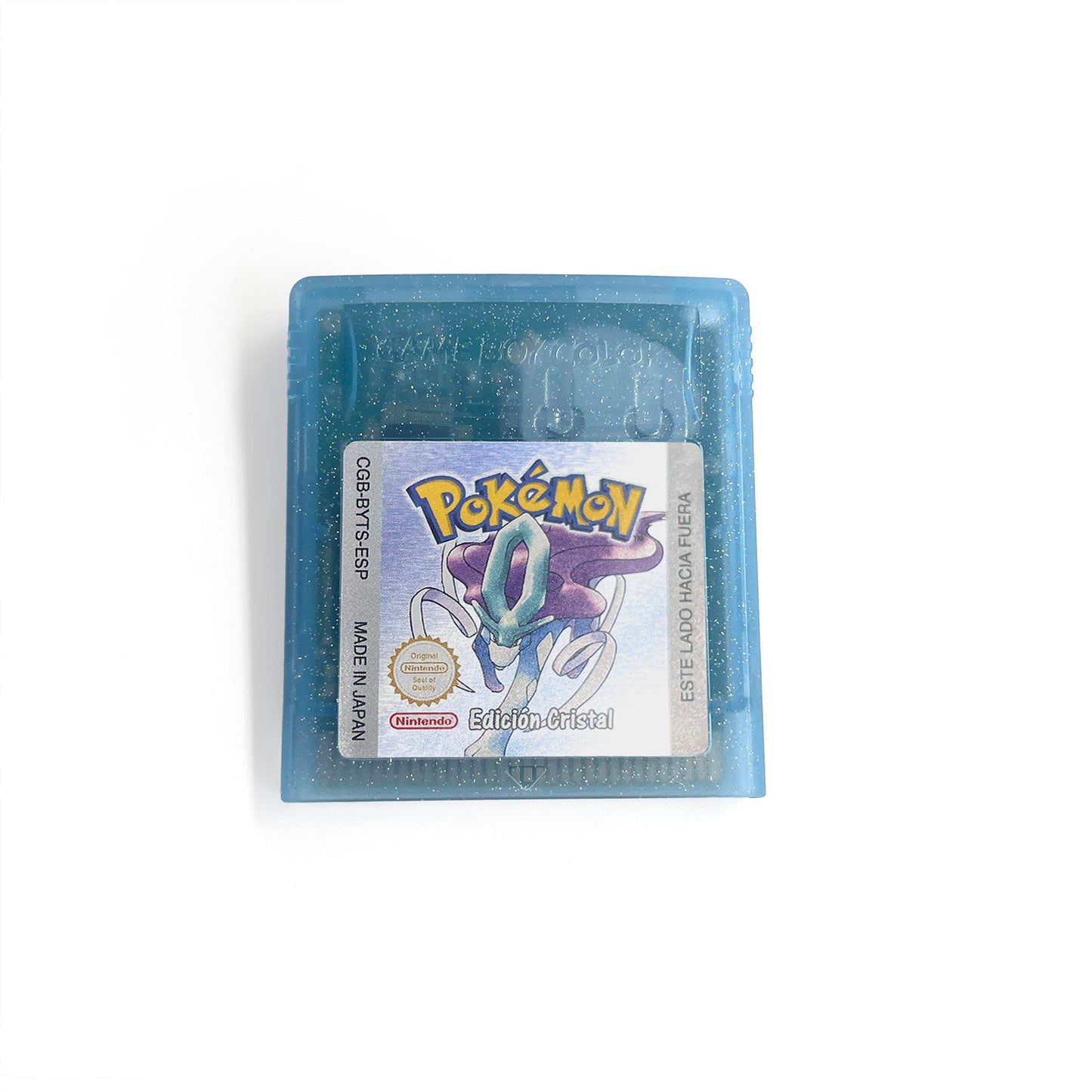 GBC game ESP Spanish pokemon crystal version RTC Flash cart Battery save Nintendo pokemon cristal cartridge tray box game boy color