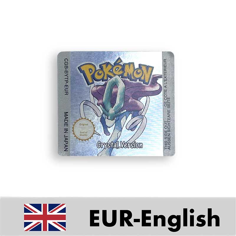 USA FRA NOE ESP ITA EUR Pokemon crystal gold silver red blue yellow Metallic FoilFinish Box Trey Manual label for GBC