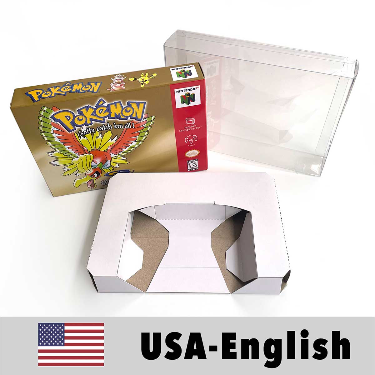 USA NTSC Pokemon Blue Crystal Red Silver Yellow Gold Green Game Cartridge 64 Bit Game Consoles with Retail Box for N64