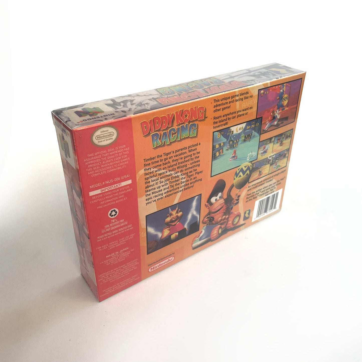EUR PLA version English diddy kong racing game cartridge with tray box for N64 Nintendo 64