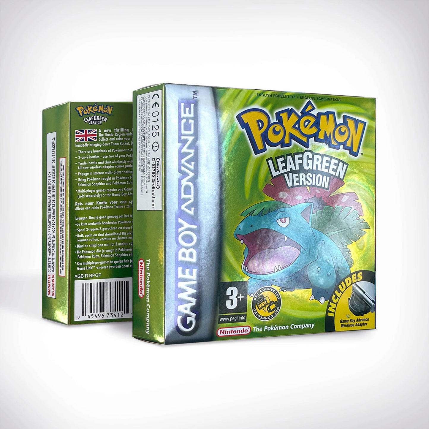 EUR English IC save 1 M flash cart pokemon leafgreen version box with tray Nintendo game cartridge for gba game boy advance