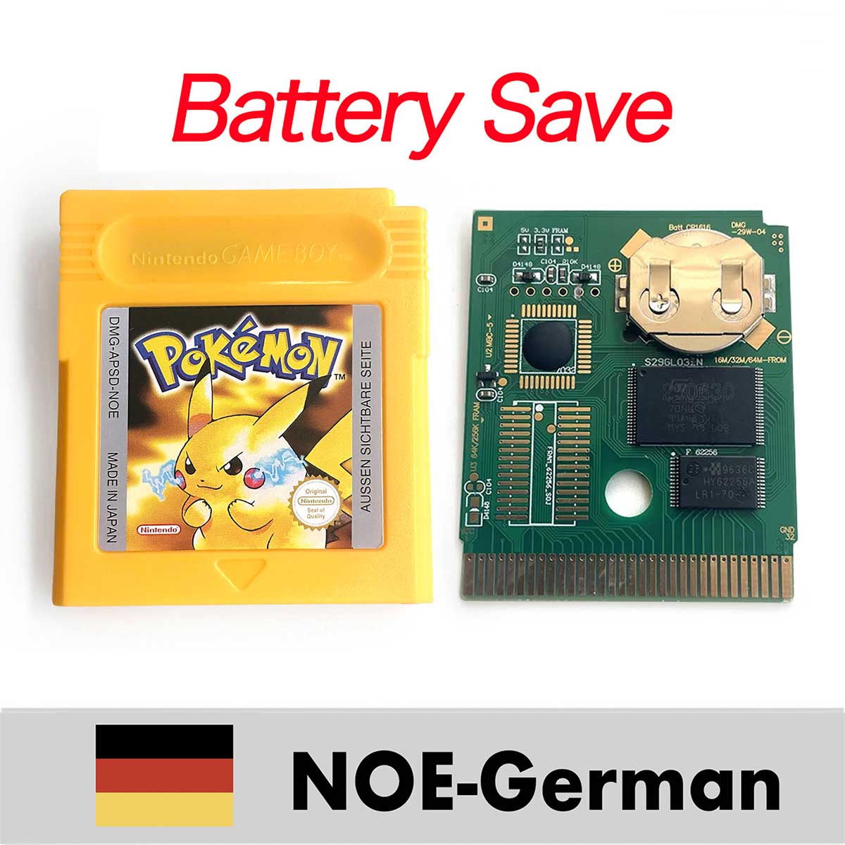 USA ITA NOE FRA ESP EUR version battery save cart pokemon crystal gold silver yellow red blue 16 bit Game Cartridge for GBC